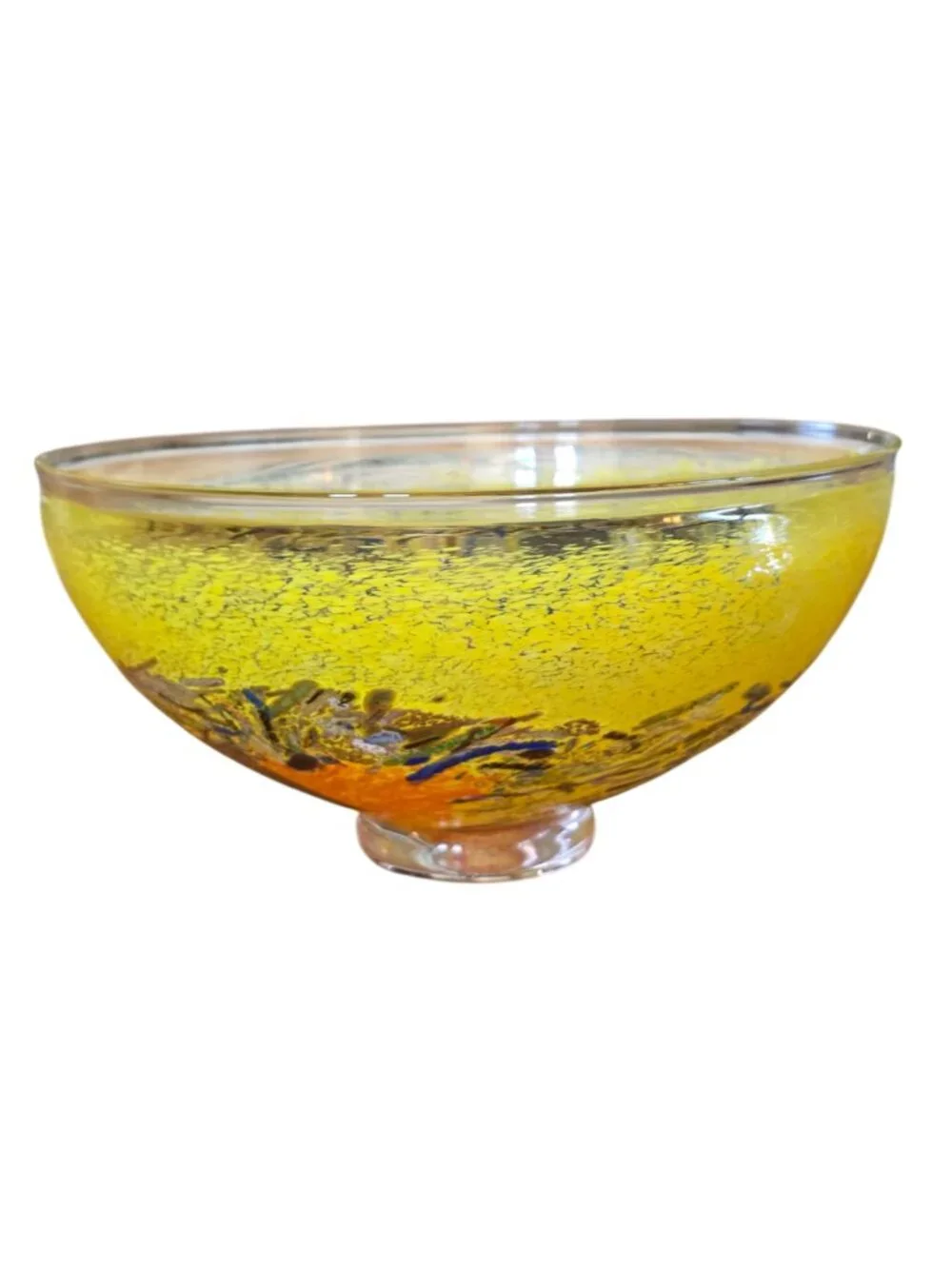 Vtg Kosta Boda Bertil Vallien by Satellite Yellow Art Glass Bowl 59372